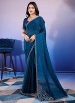 Sattin Chiffon Morpeach Party Wear Zarkan Work Saree